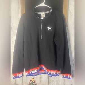 Pink Victoria’s Secret 1/4 Zip Women’s Large Black Rainbow Sweatshirt Pullover